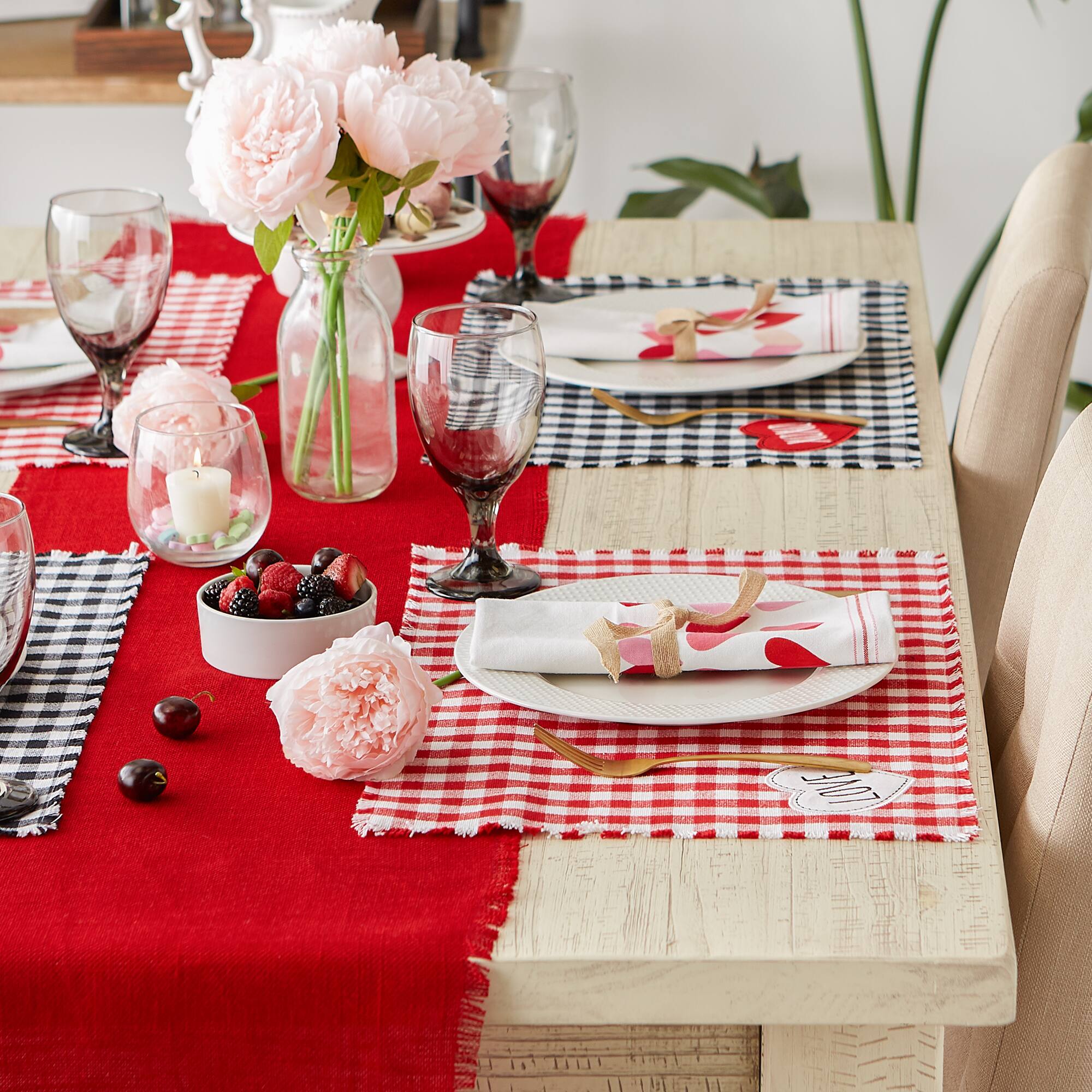 DII® Love and Xoxo Checkers Embellished Placemats (Set of 4)